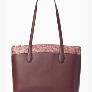 Kate Spade Flash Glitter Tote in Burgundy and Pink EUC